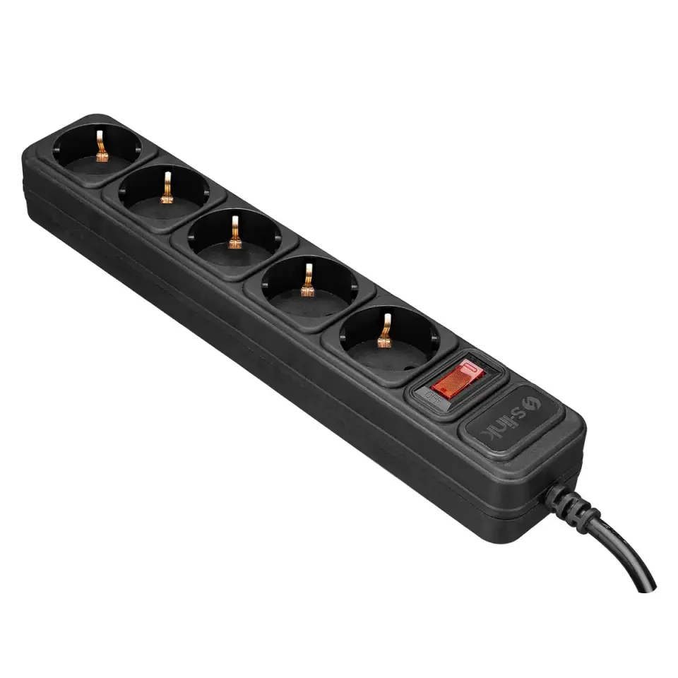 S-link SPG3-J-5 1.5m 306Joule 5Li Akim Korumali  Priz Siyah