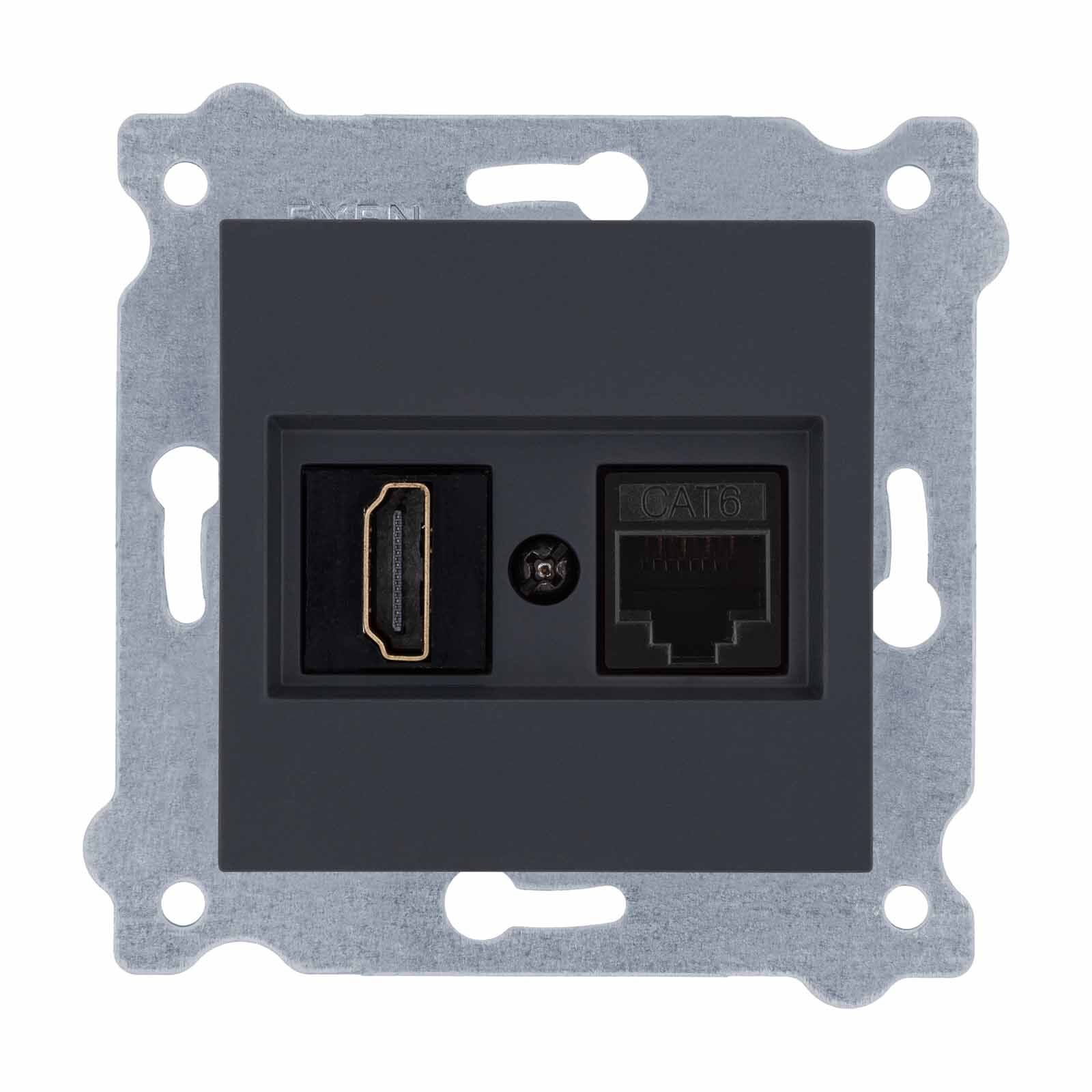 Exen Füme Modül+Kapak  Hdmi+Data Priz Jakli