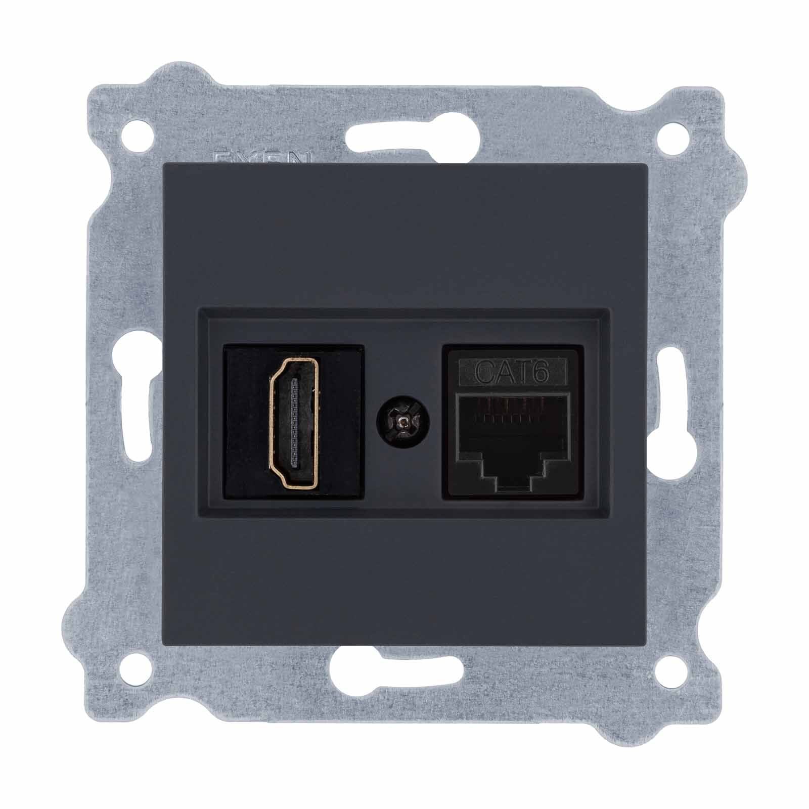 Exen Füme Modül+Kapak  Hdmi+Data Priz Jakli