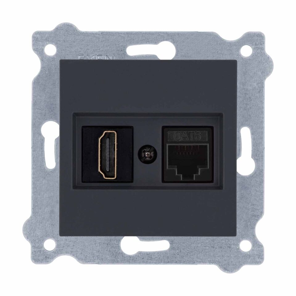 Exen Füme Modül+Kapak  Hdmi+Data Priz Jakli
