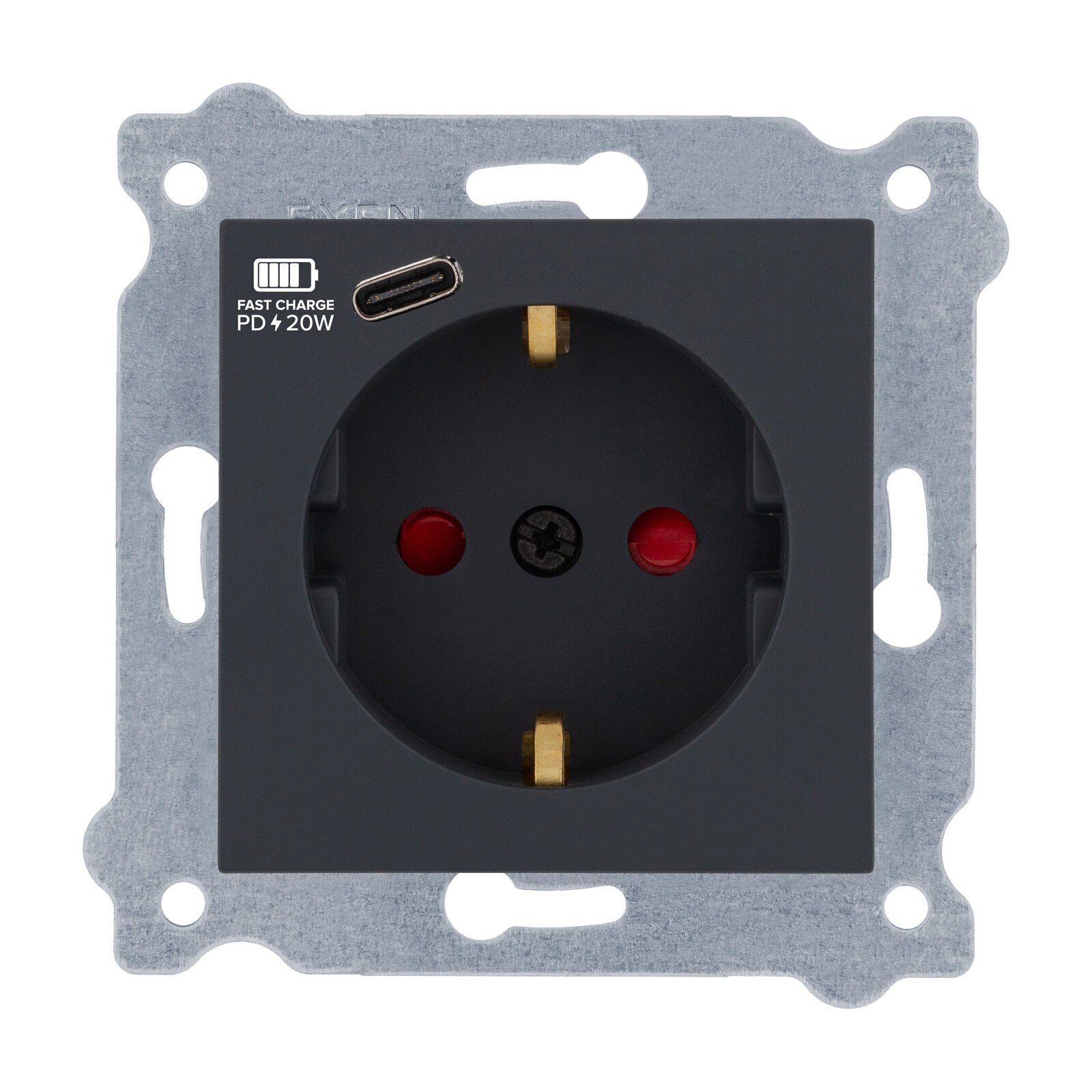 Exen Füme Modül+Kapak  Toprakli Priz + Type-C