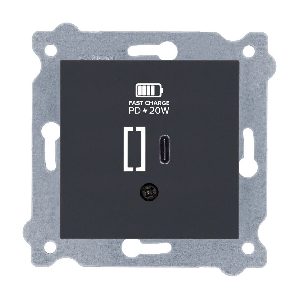 Exen Füme Modül+Kapak  Usb Sarj Prizi Type-C