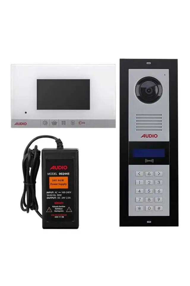 Audio 001180MBP 4.3 inç 20 Daire Mekanik Buton Panelli Görüntülü Diafon Paketi