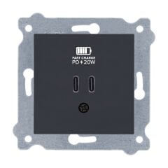 Exen Füme Modül+Kapak  2X Usb Sarj Prizi Type-C