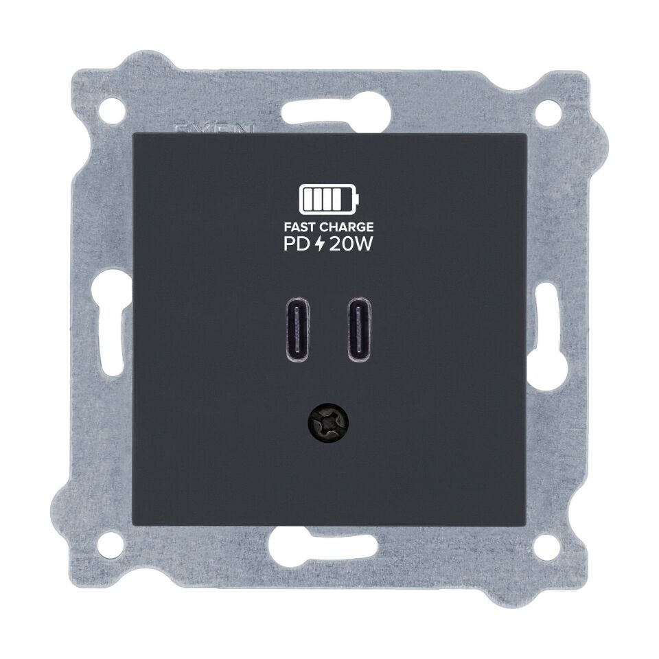 Exen Füme Modül+Kapak  2X Usb Sarj Prizi Type-C