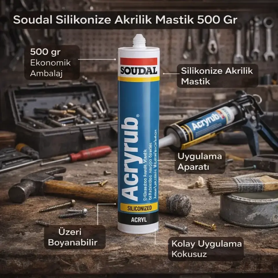 Soudal Silikonize Akrilik Mastik 500 Gr