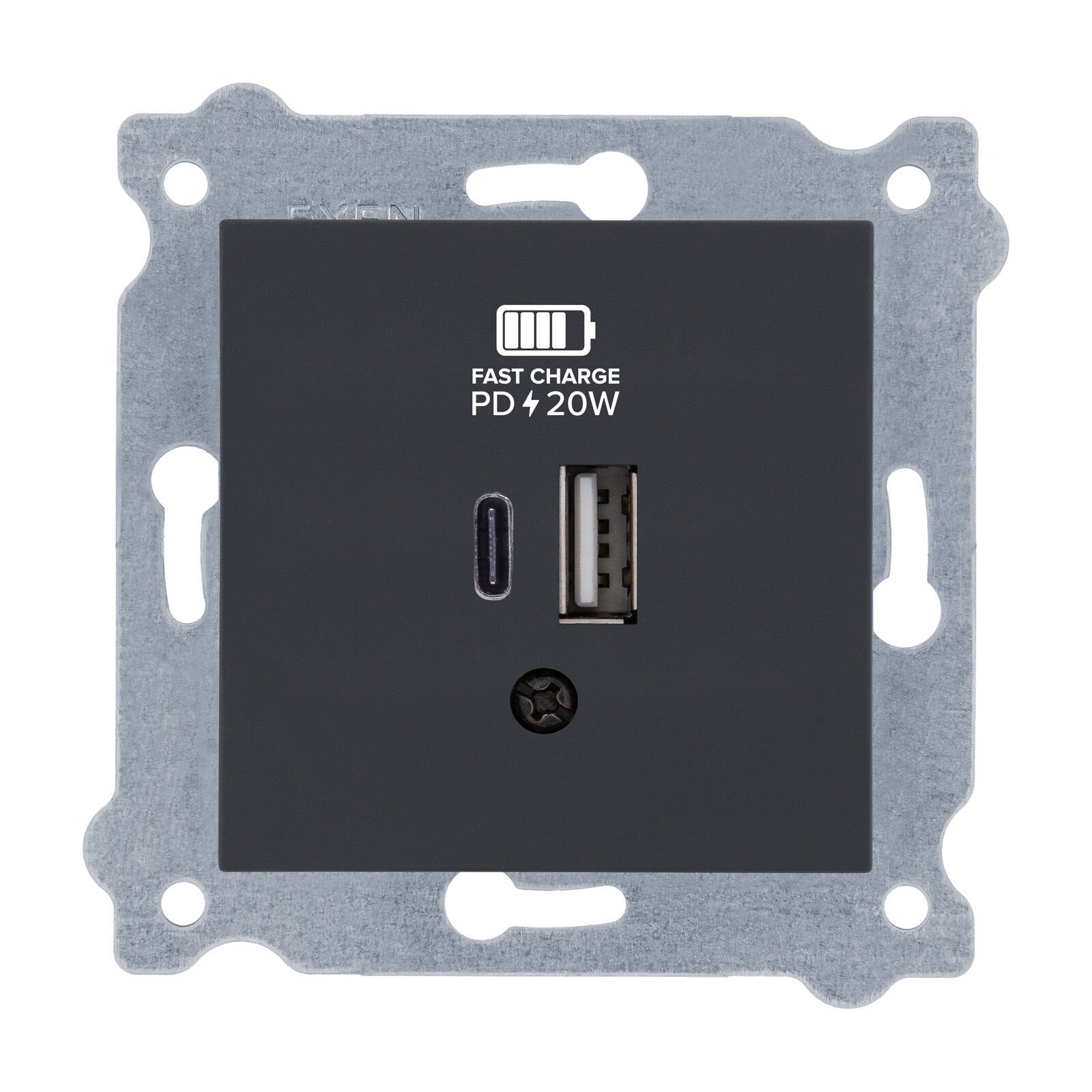 Exen Füme Modül+Kapak  2X Usb Sarj Prizi Type-C + Type-A