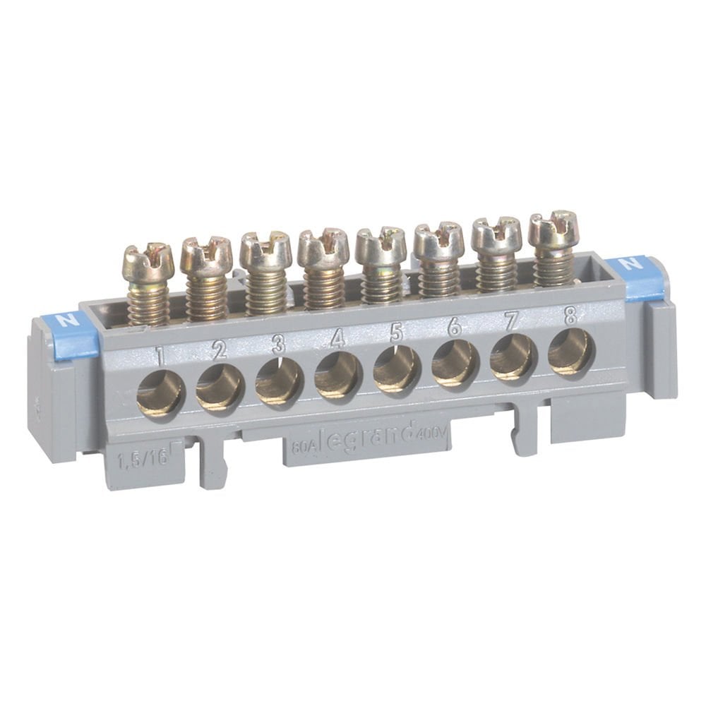 Legrand  Pano tipi İzolesiz raya montaj klemens Uzunluk 75mm kapasite 8x1,5 ila 16mm2 LEG-004822
