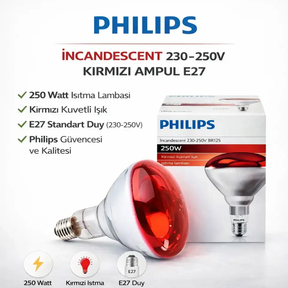 Philips Infrared Br40 230V 150W Krimizi Ampul E27