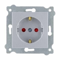 Exen Gümüs Modül+Kapak  Çocuk Korumali Toprakli Priz