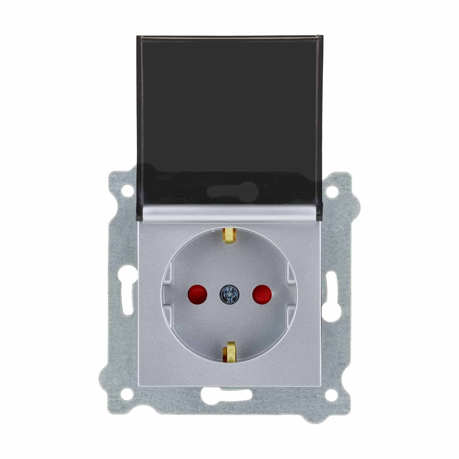 Exen Gümüs Modül+Kapak  Kapakli Çocuk Korumali Toprakli Priz