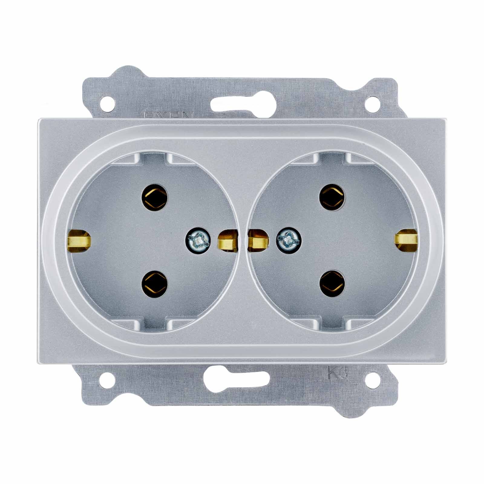 Exen Gümüs Modül+Kapak  Ikili Toprakli Priz (Comfort)