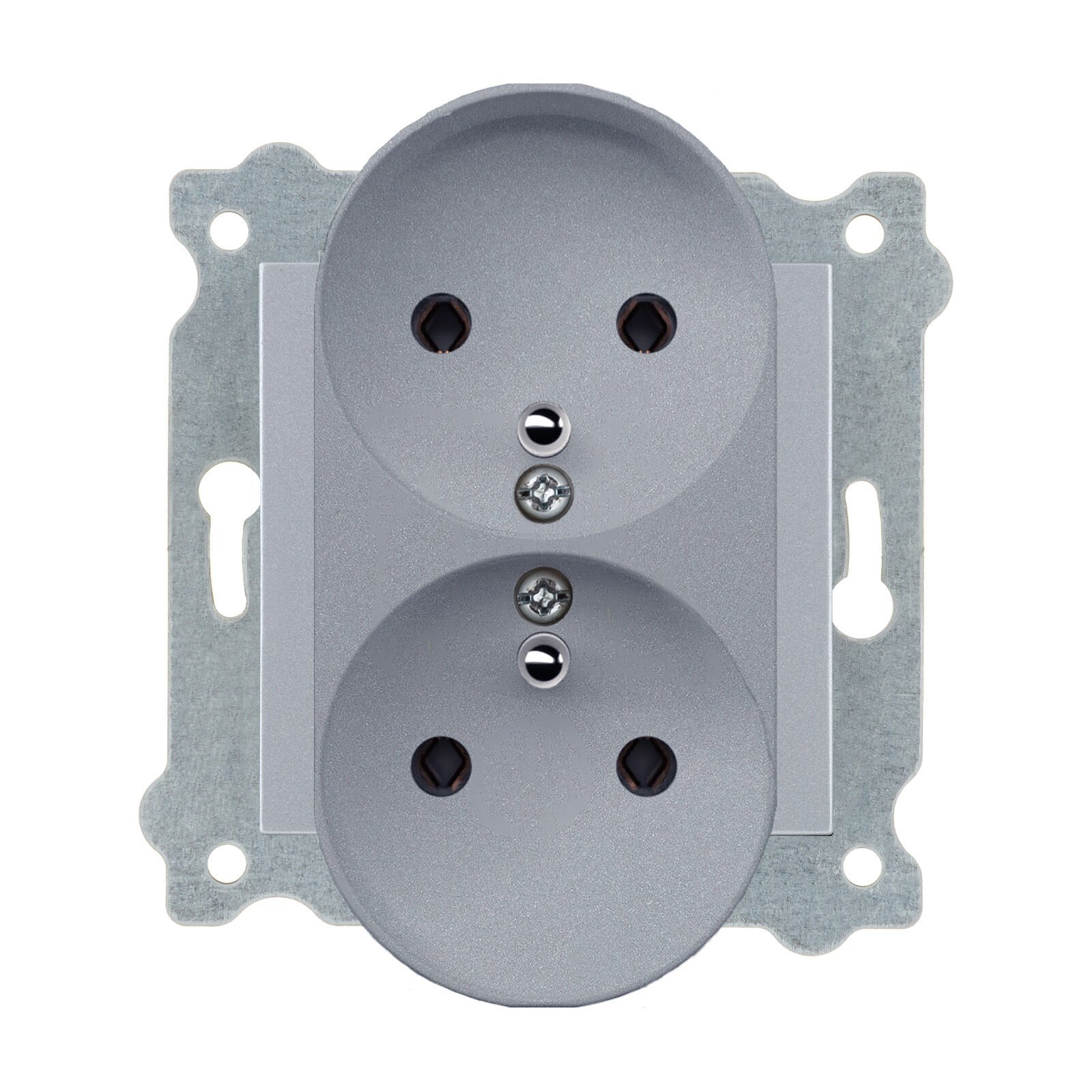 Exen Gümüs Modül+Kapak  Ikili Çocuk Korumali Ups Toprakli Priz (Tekli Çerçeve)