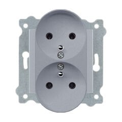 Exen Gümüs Modül+Kapak  Ikili Çocuk Korumali Ups Toprakli Priz (Tekli Çerçeve)