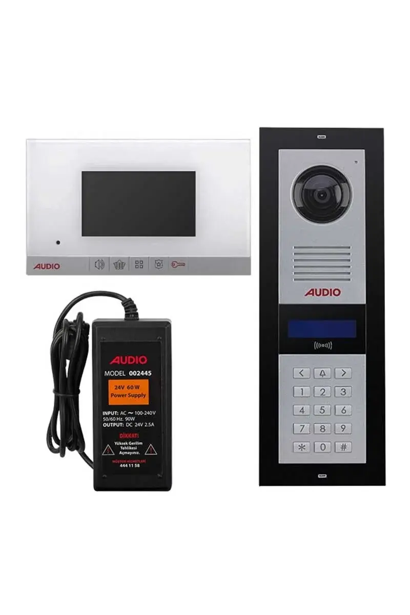 Audio 001180MBP 4.3 inç 10 Daire Mekanik Buton Panelli Görüntülü Diafon Paketi