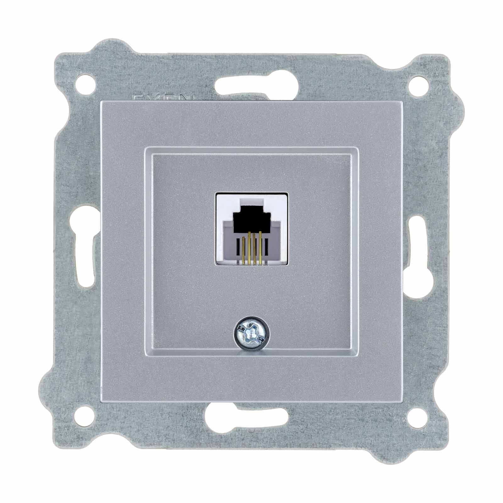 Exen Gümüs Modül+Kapak  Nümeris Telefon Prizi (Rj11 Kablolu)