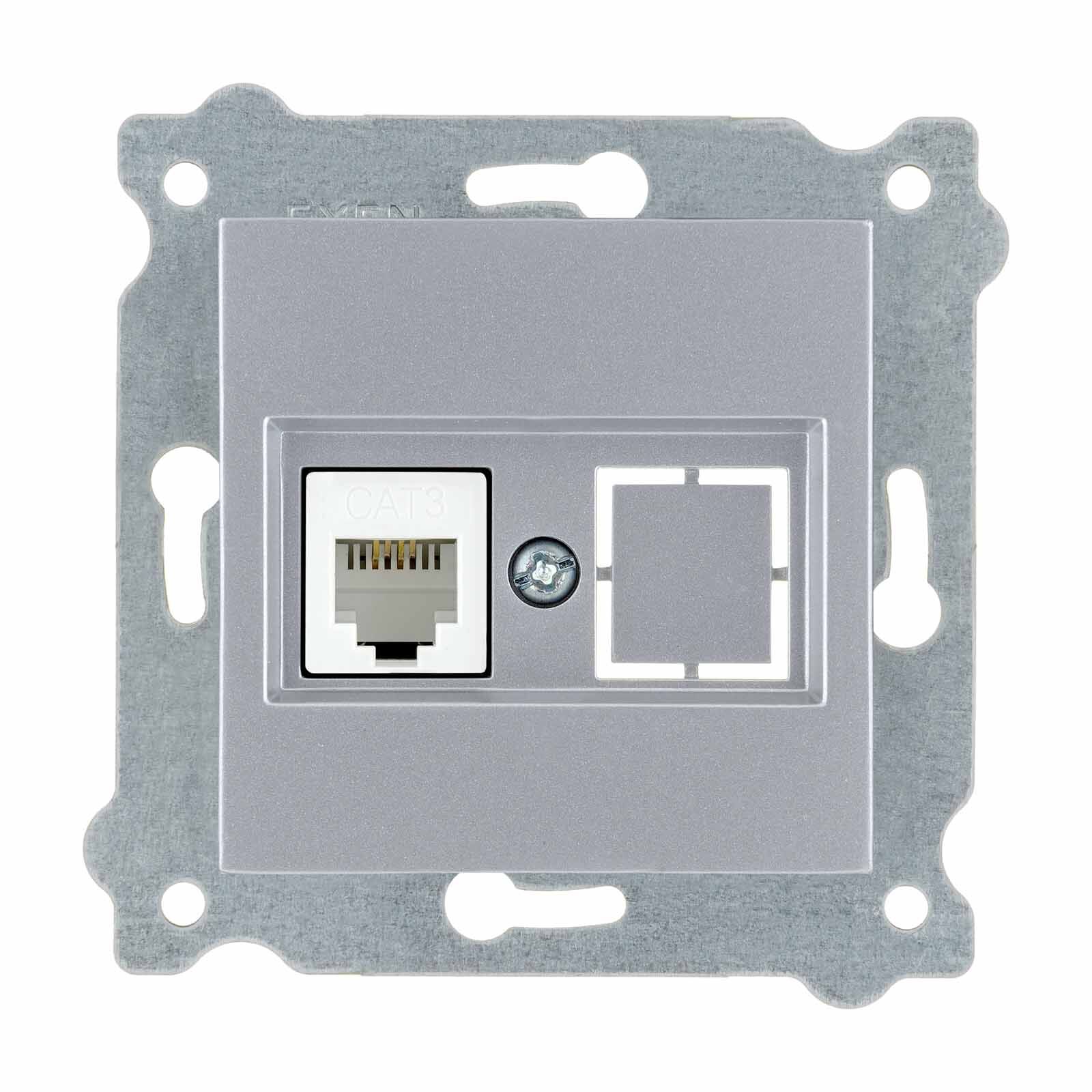 Exen Gümüs Modül+Kapak  Nümeris Telefon Prizi (Cat3 Kablosuz)