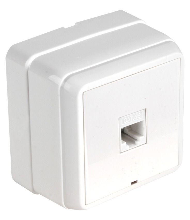 Mutlusan Bron Sıva Üstü Data Prizi 1*Rj45  Cat5  Beyaz - 2160 136 0201