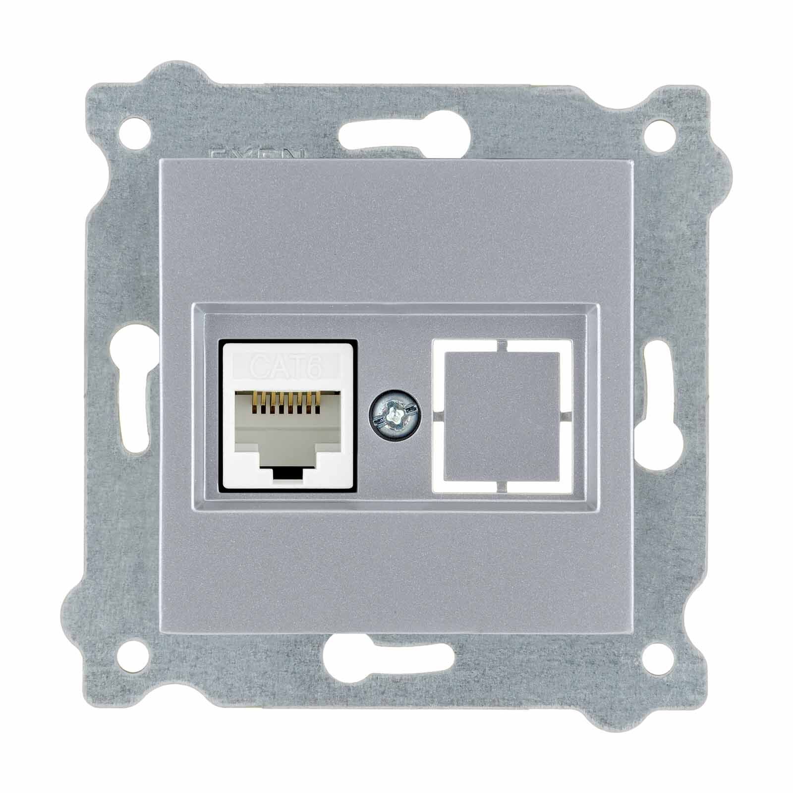 Exen Gümüs Modül+Kapak  Tekli Data Prizi Cat6