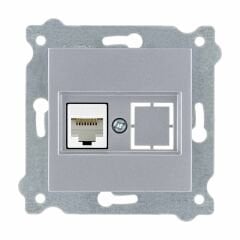 Exen Gümüs Modül+Kapak  Tekli Data Prizi Cat6