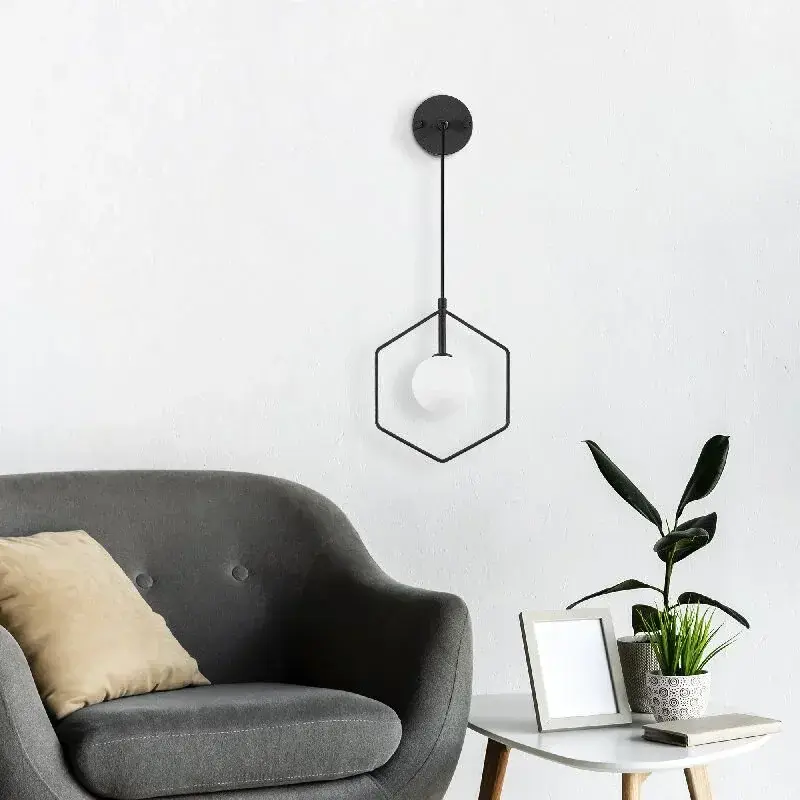 Aydinlatmadunyam Aplik BlackWhite Geometri-11105