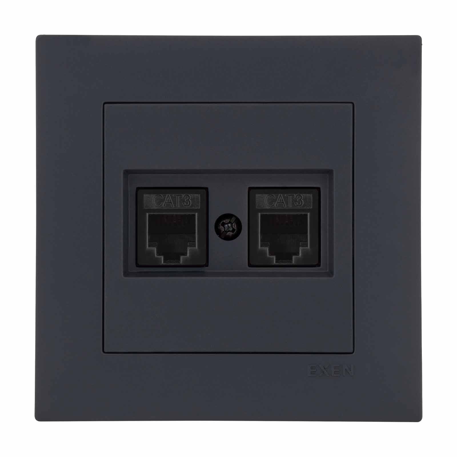 Exen Karell Füme Ikili Nümeris Telefon Prizi (2Xrj45 Cat3) Komple Takim
