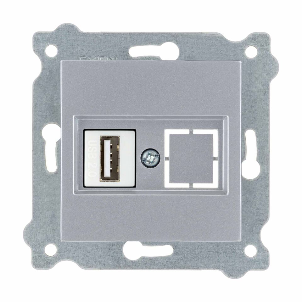 Exen Gümüs Modül+Kapak  Usb Prizi Jakli (Sarj Edemez)