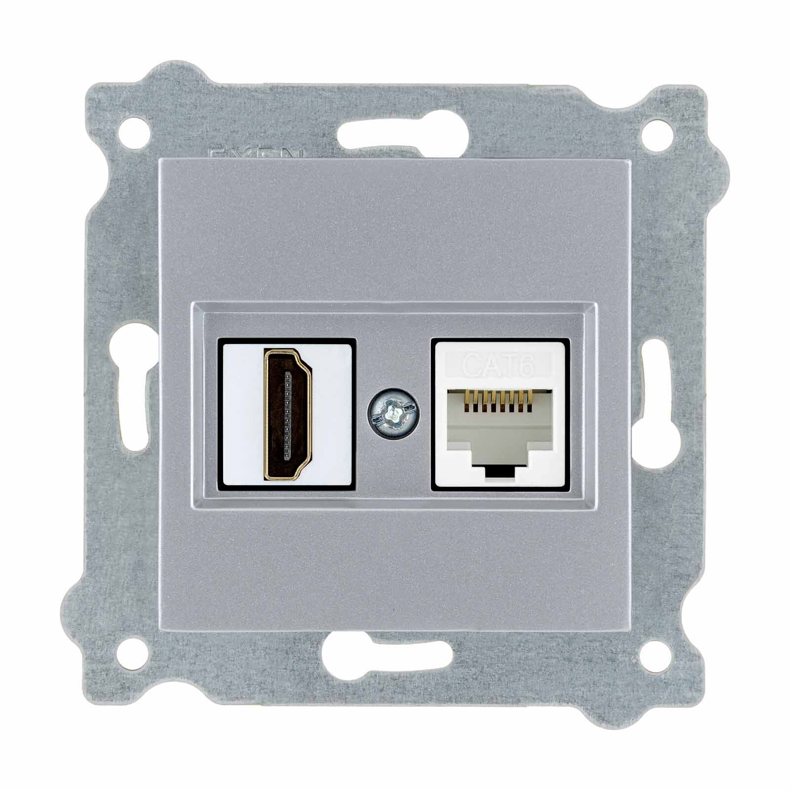 Exen Gümüs Modül+Kapak  Hdmi+Data Priz Jakli