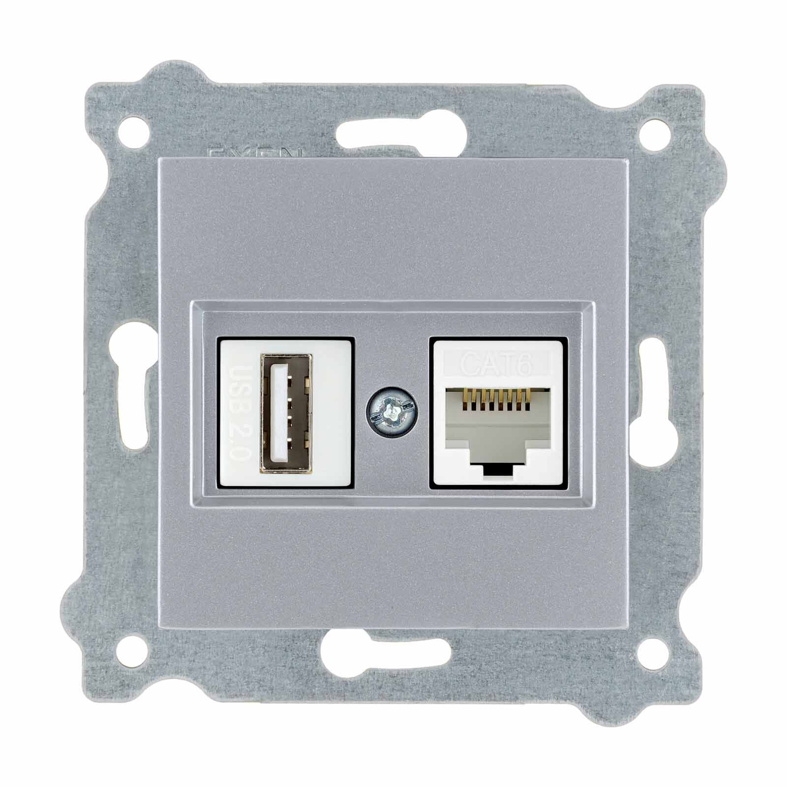 Exen Gümüs Modül+Kapak  Data+Usb Prizi Jakli (Sarj Edemez)