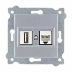 Exen Gümüs Modül+Kapak  Data+Usb Prizi Jakli (Sarj Edemez)