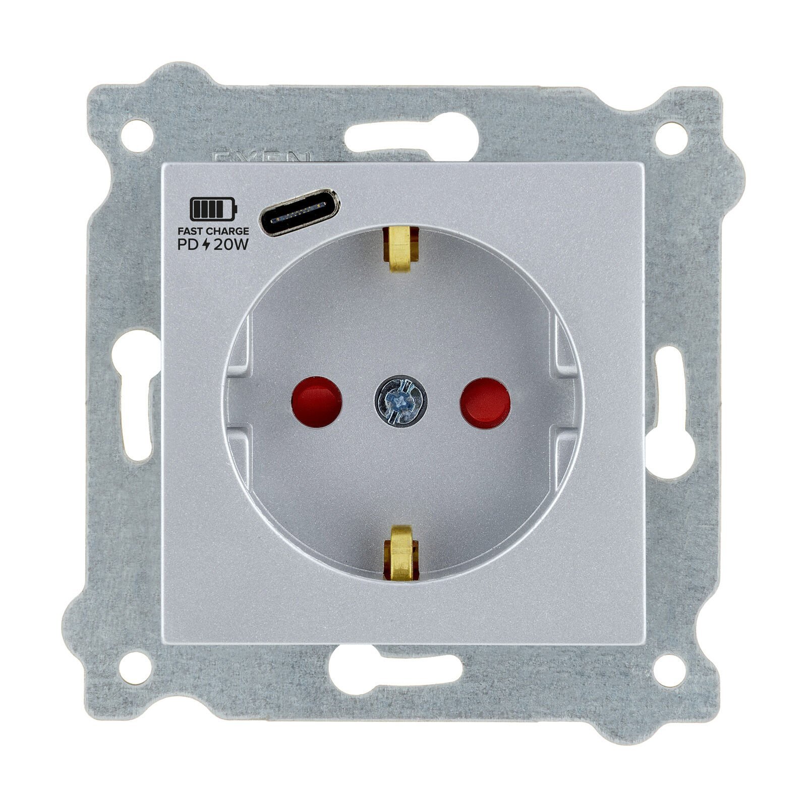 Exen Gümüs Modül+Kapak  Toprakli Priz + Type-C