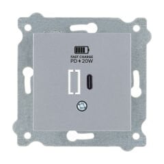 Exen Gümüs Modül+Kapak  Usb Sarj Prizi Type-C