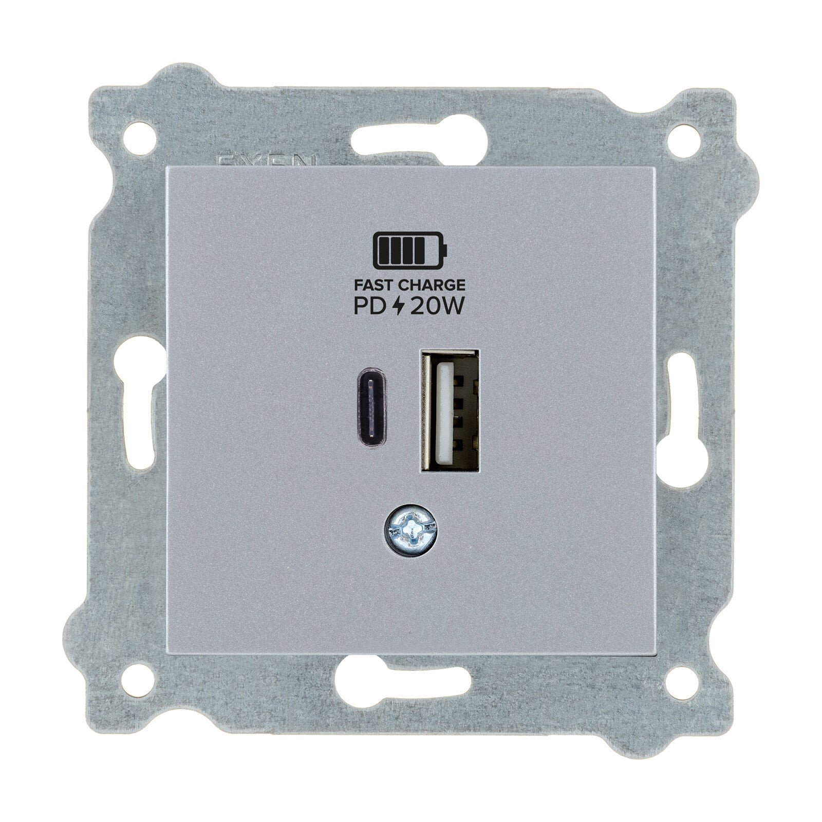Exen Gümüs Modül+Kapak  2X Usb Sarj Prizi Type-C