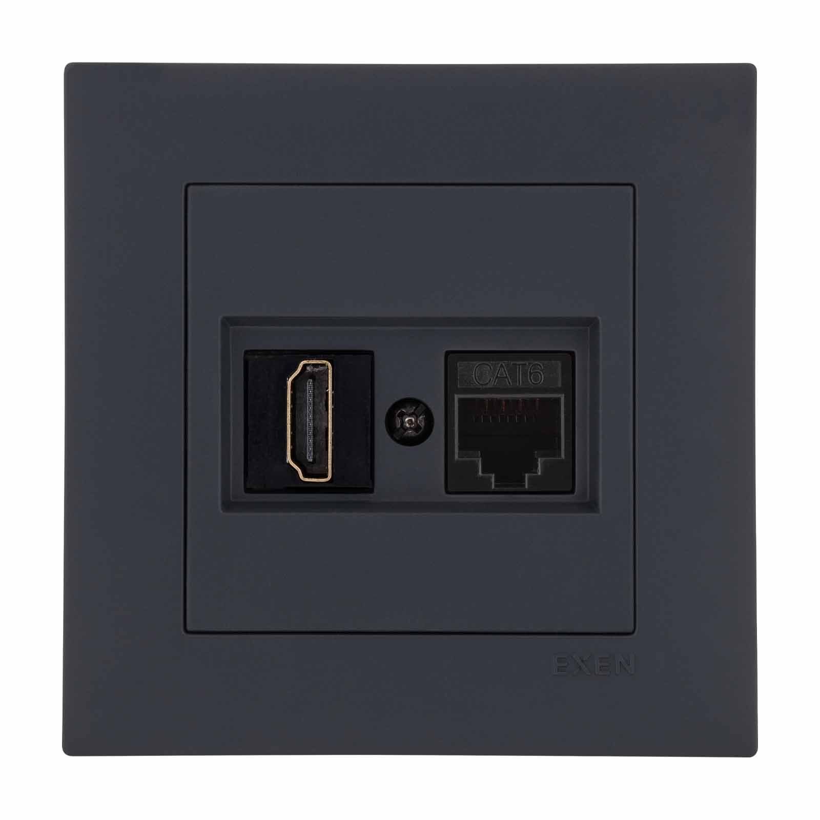 Exen Karell Füme Hdmi+Data Priz Jakli Komple Takim