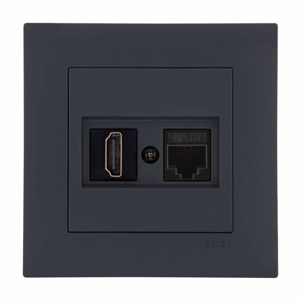 Exen Karell Füme Hdmi+Data Priz Jakli Komple Takim