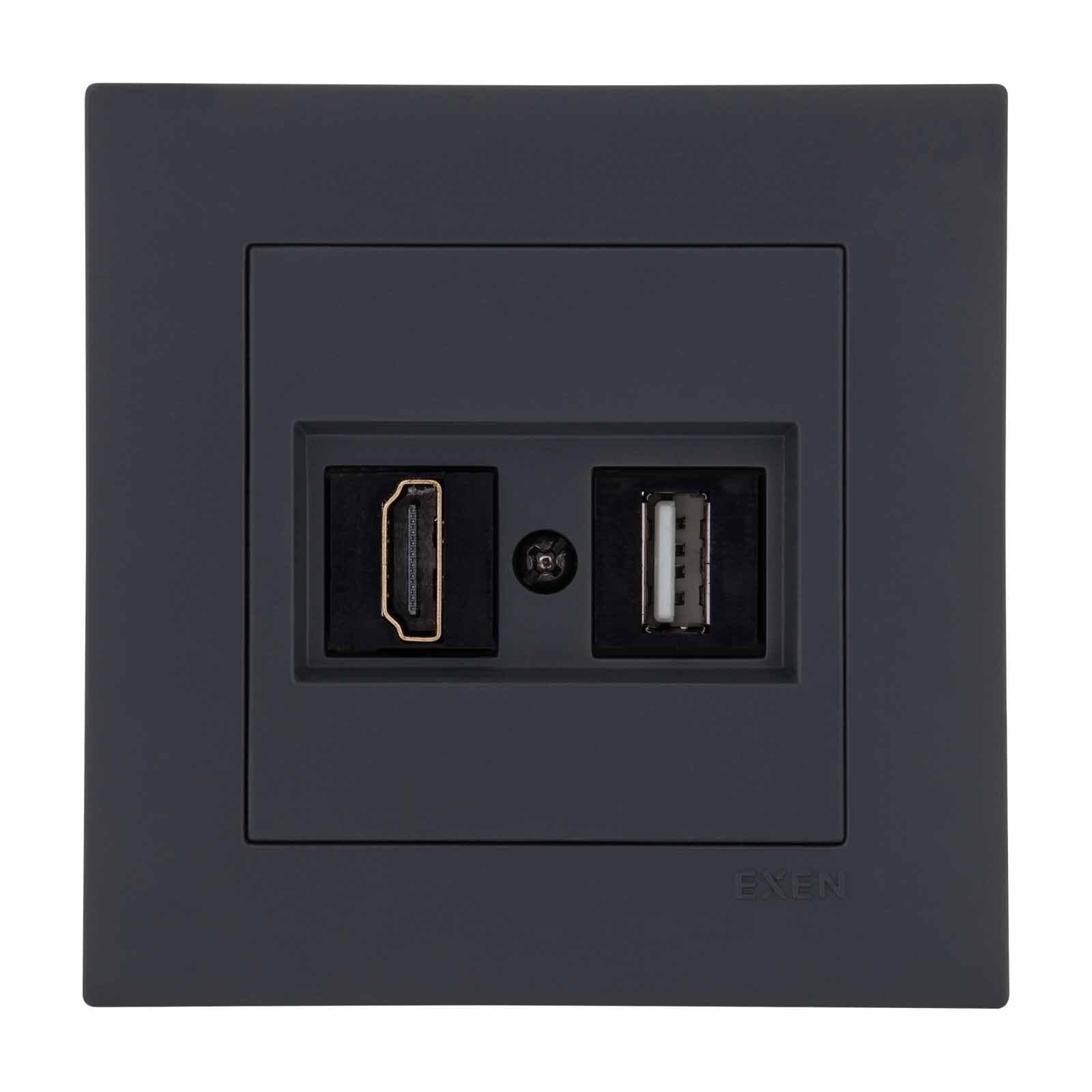 Exen Karell Füme Hdmi+Usb Prizi Jakli (Sarj Edemez) Komple Takim