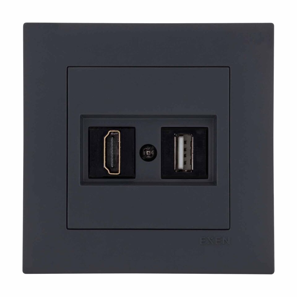 Exen Karell Füme Hdmi+Usb Prizi Jakli (Sarj Edemez) Komple Takim