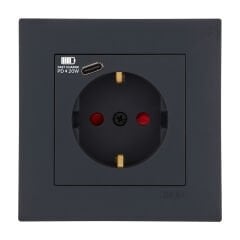 Exen Karell Füme Toprakli Priz + Type-C Komple Takim