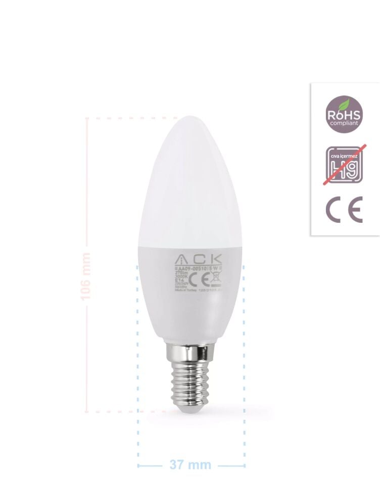 ACK 5W 220-240V E14 3000K Mum Led Ampul AA09-00510