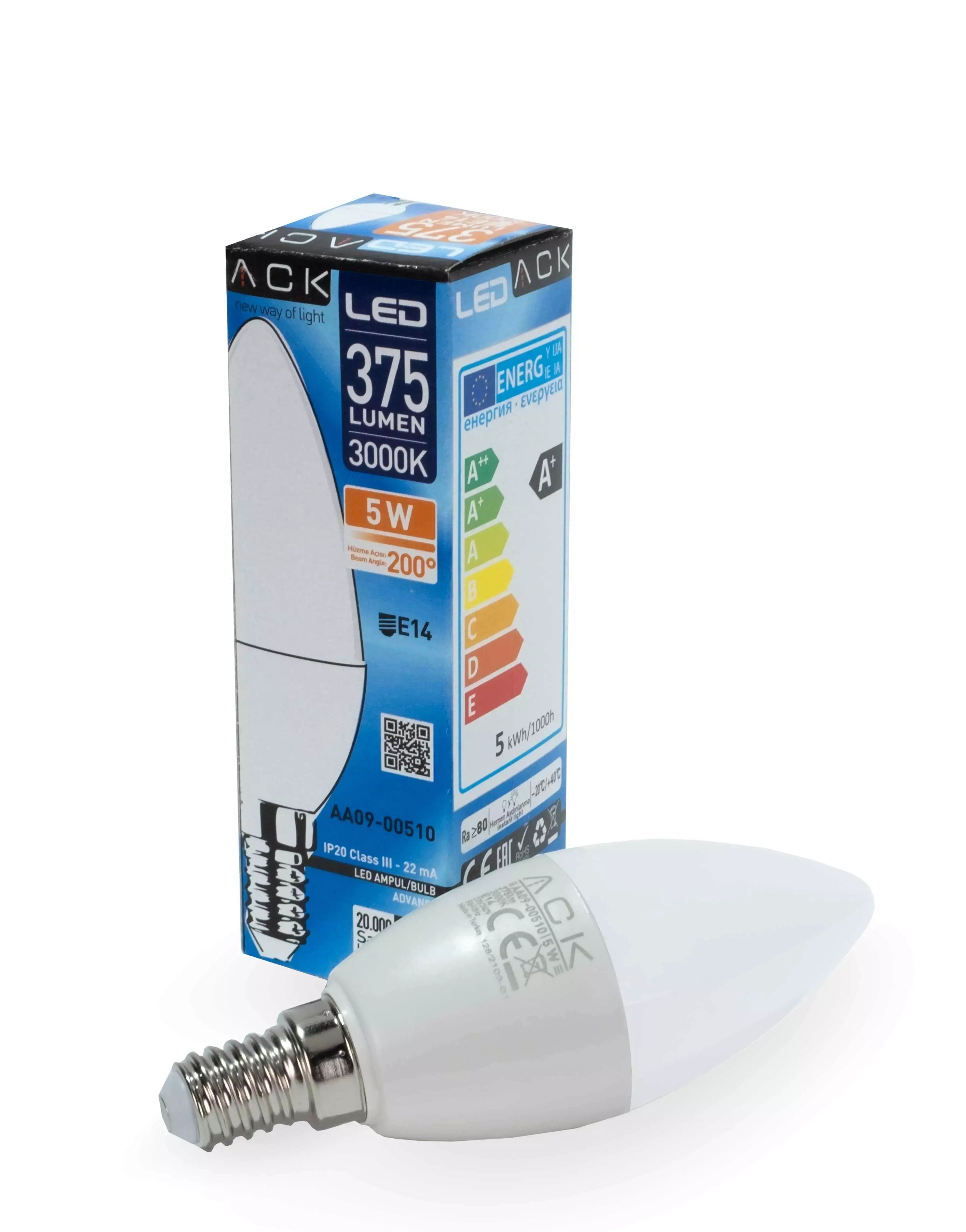 ACK 5W 220-240V E14 3000K Mum Led Ampul AA09-00510