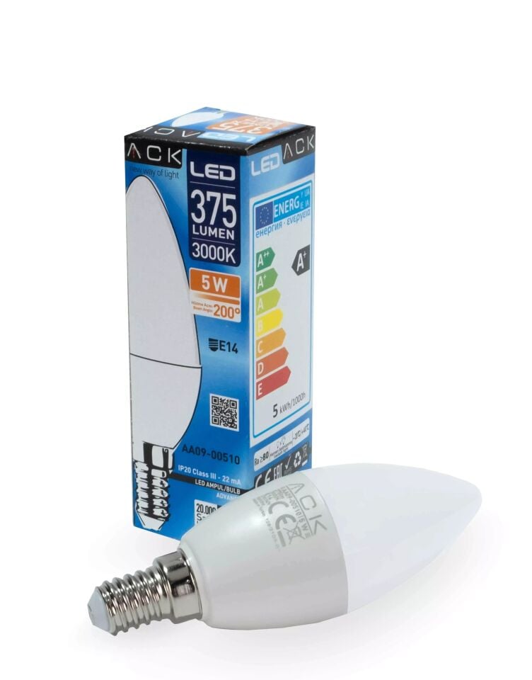 ACK 5W 220-240V E14 3000K Mum Led Ampul AA09-00510