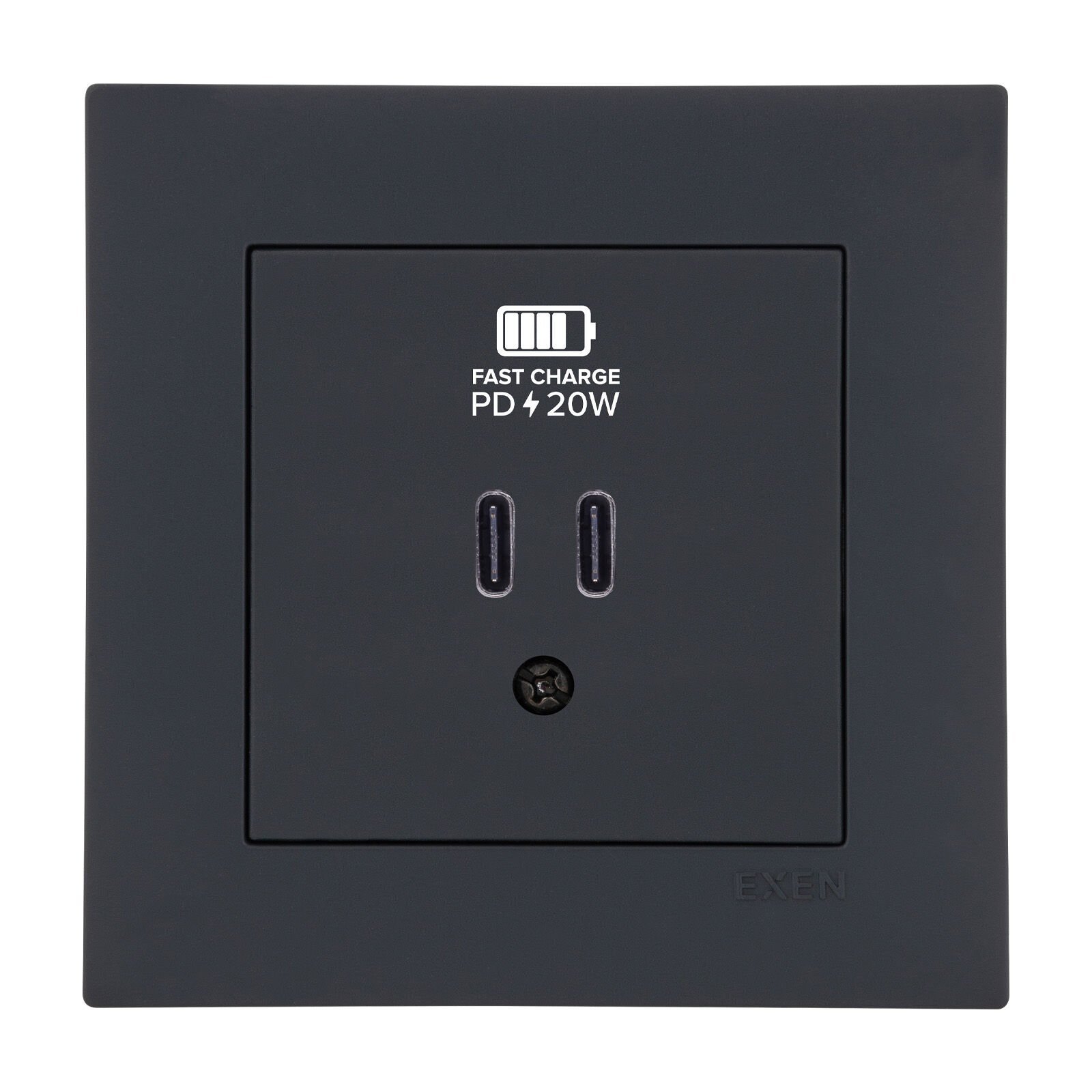 Exen Karell Füme 2X Usb Sarj Prizi Type-C Komple Takim