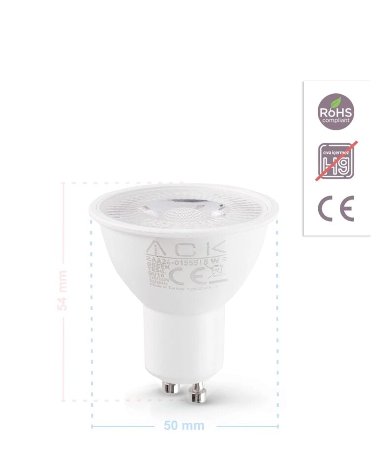 ACK 5W 220-240V Gu10 Yesil Smd Reflektörlü Led Ampul AA24-01555