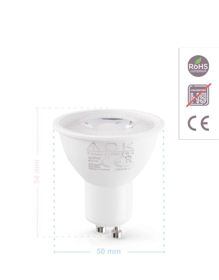 ACK 5W 220-240V Gu10 Amber Smd Reflektörlü Led Ampul AA24-01558