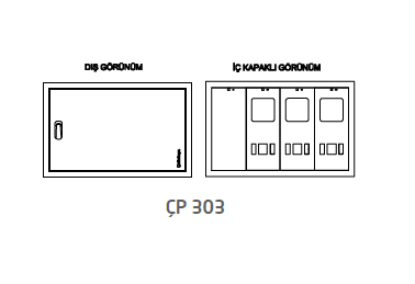 Çetinkaya Pano  60x36,5x14 Metal Sıva Üstü  3 Monofaze Sayaç Panosu ÇP 303