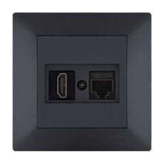 Exen Odak Füme Hdmi+Data Priz Jakli Komple Takim