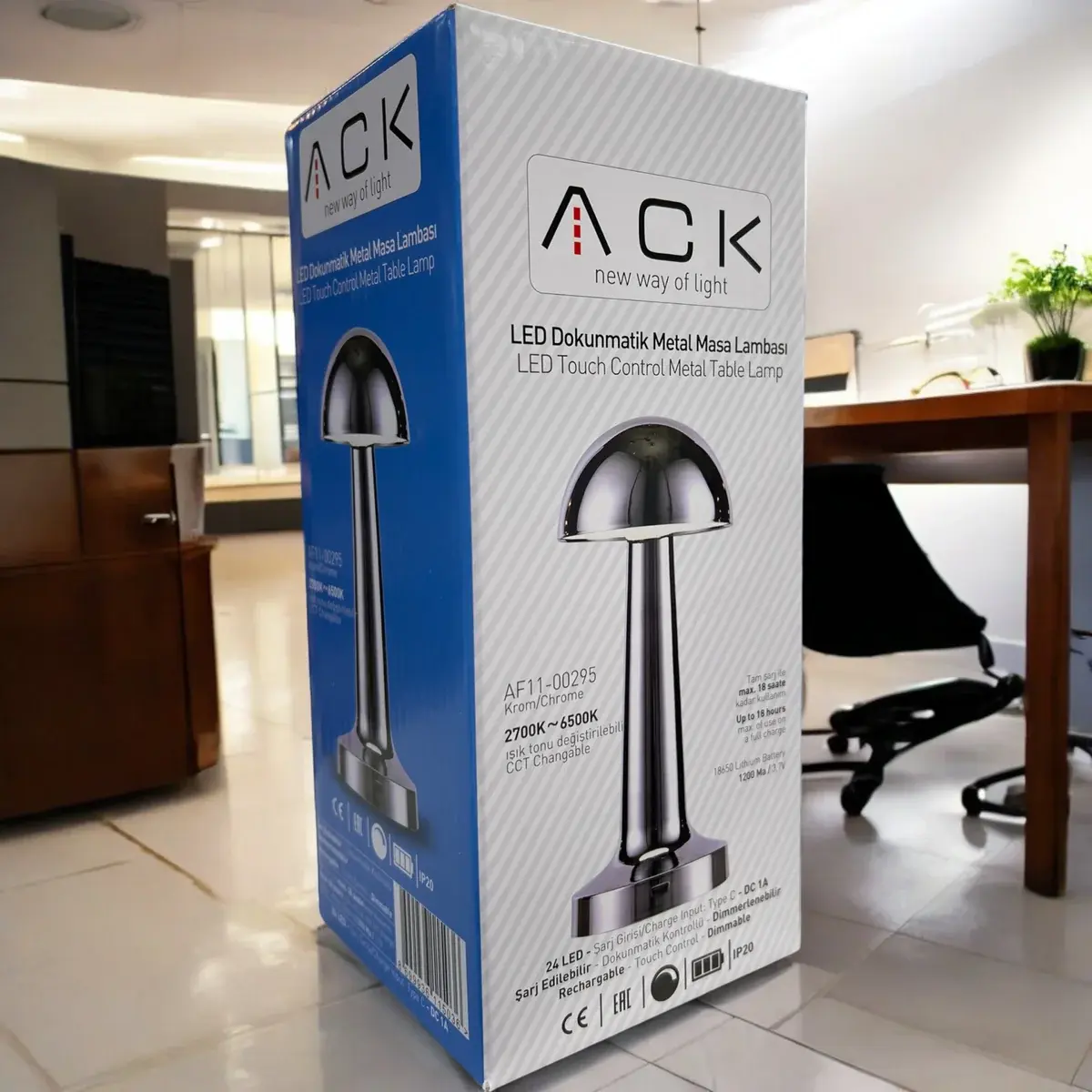 ACK 2W Krom Gövde Ledli Dokunmatik Dimli Masa Lambası AF11-00295 en uygun fiyatlı satıcı