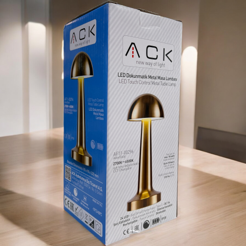ACK 2W Gold Gövde Ledli Dokunmatik Dimli Masa Lambası AF11-00296