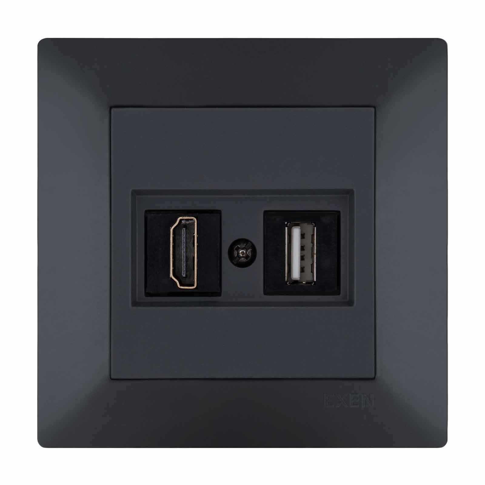 Exen Odak Füme Hdmi+Usb Prizi Jakli (Sarj Edemez) Komple Takim