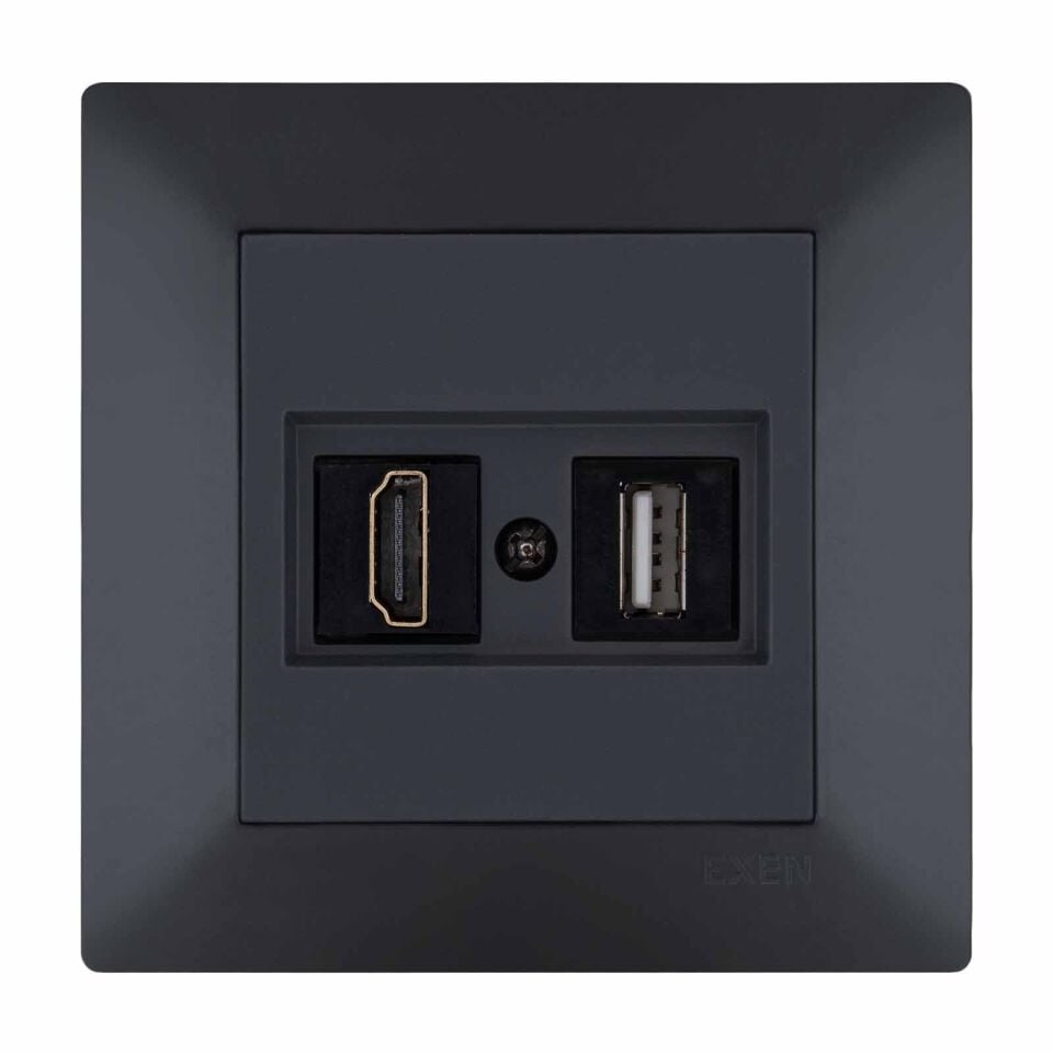 Exen Odak Füme Hdmi+Usb Prizi Jakli (Sarj Edemez) Komple Takim